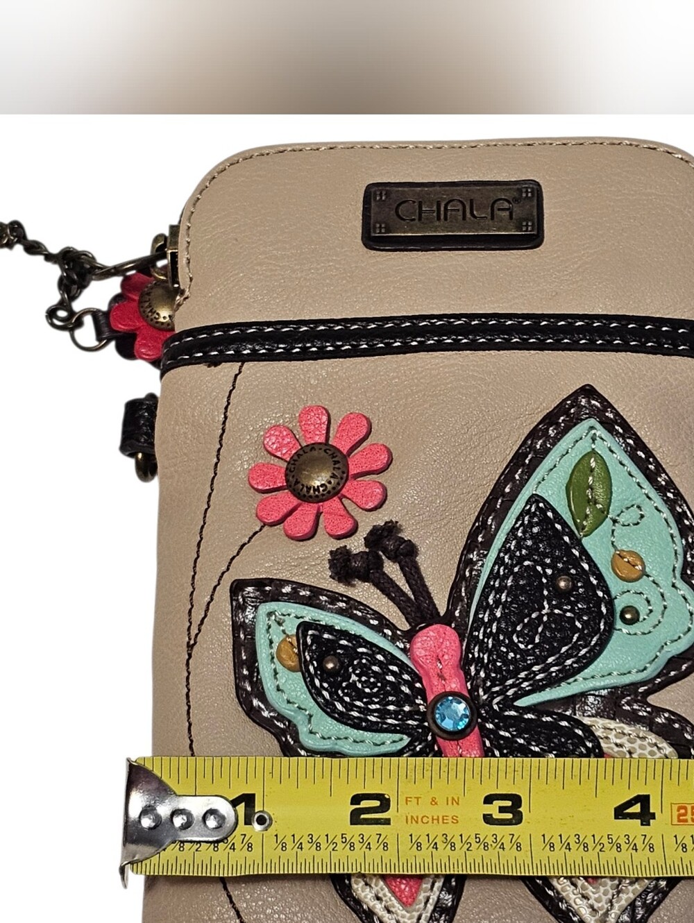 Chala Butterfly Crossbody Wristlet Purse Handbag Flower Floral Phone Holder - Picture 10 of 10